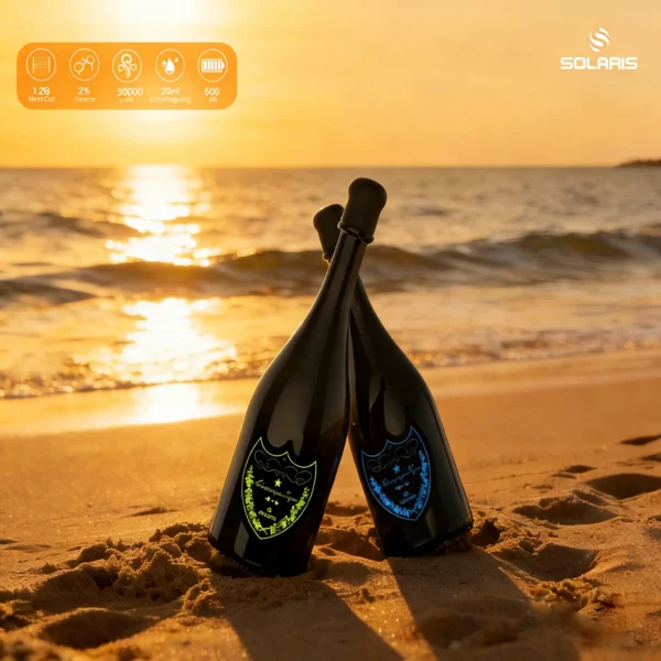 SOLARIS VAPE Champagne Vape 30000puffs - 30K Puffs Disposable Vape with LED Light & Type-C, VEKAPASS Compliant