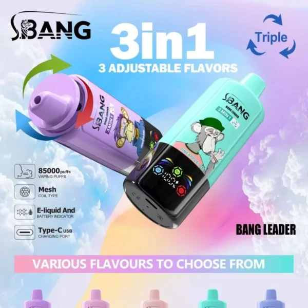 Bang Leader 85000 Puffs 3 v 1 Vape – najnovejša naprava za dolgotrajno uživanje s trojnimi okusi